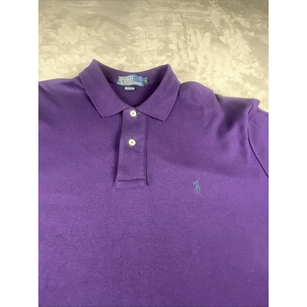 Polo Ralph Lauren Purple Cotton Short Sleeve Polo Shirt Mens Size Medium